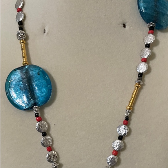 Artisan Blue and Gold Fish Pendant Necklace - Picture 5 of 12